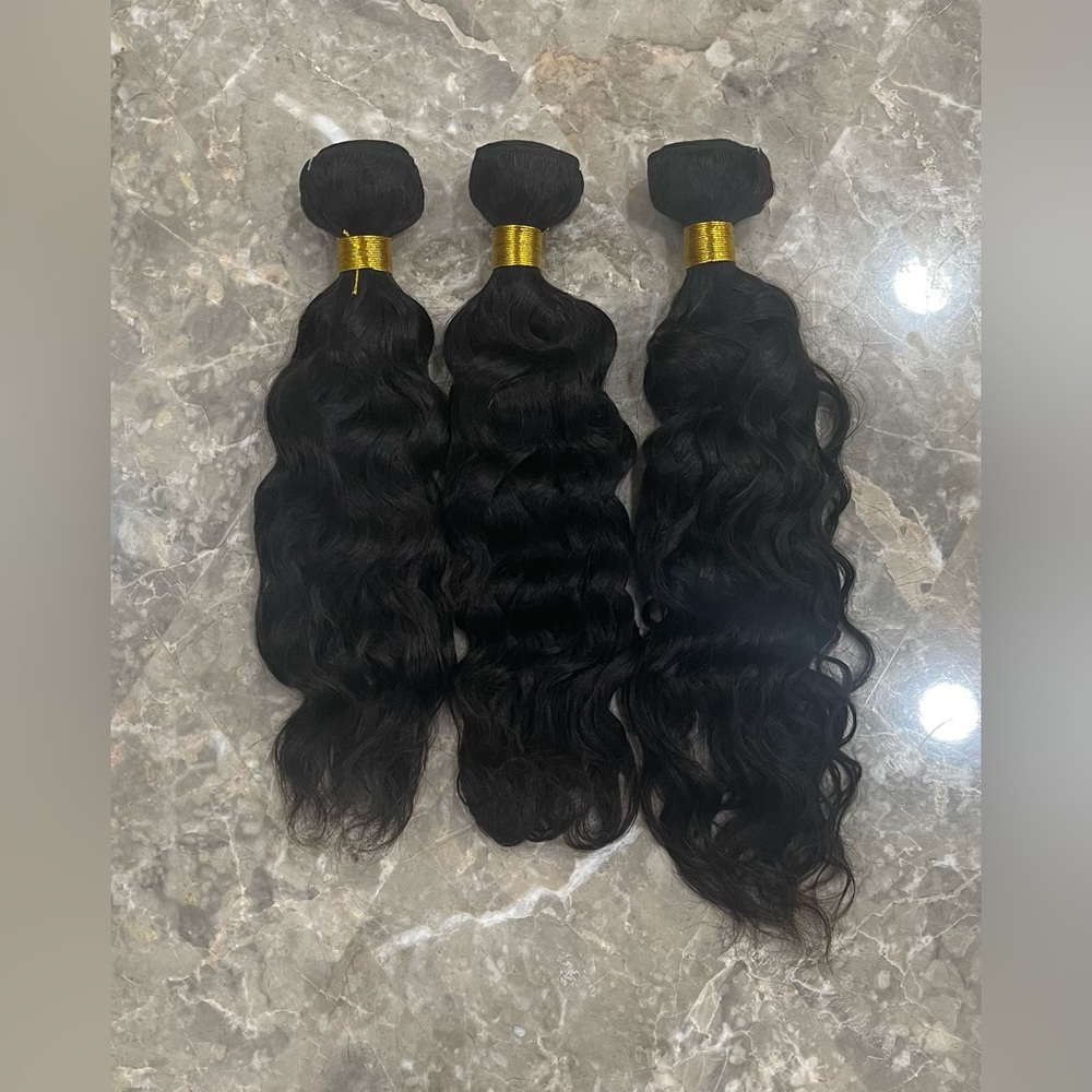 New! 12,14,16” Virgin Human Hair Wavy Bundles